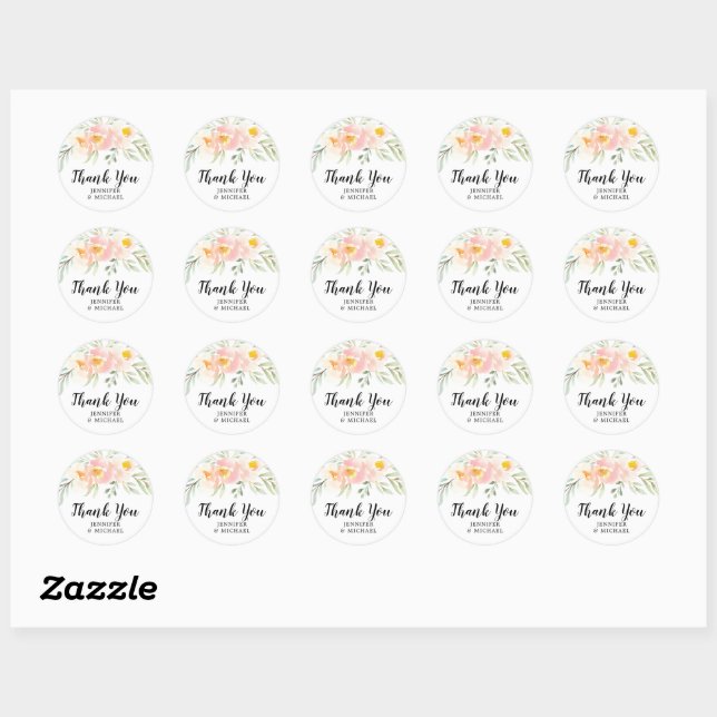 Blossom Wedding Thank You Favour Round sticker (Sheet)