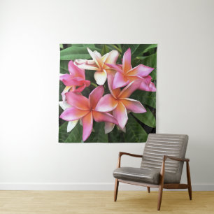 Blossom Wreath Of Pale Pink Frangipani Tapestry