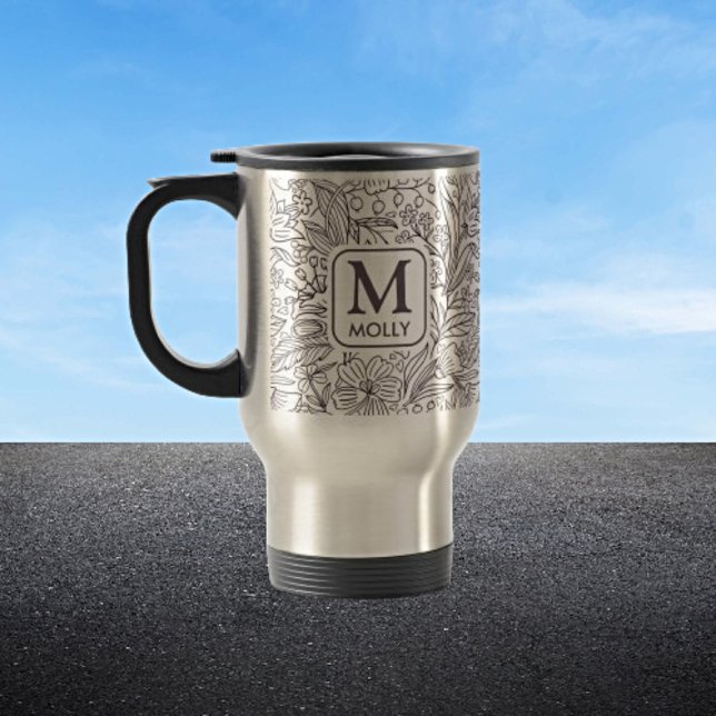 Blossom Your Day: Personalised Floral Travel Mug (Creator Uploaded)