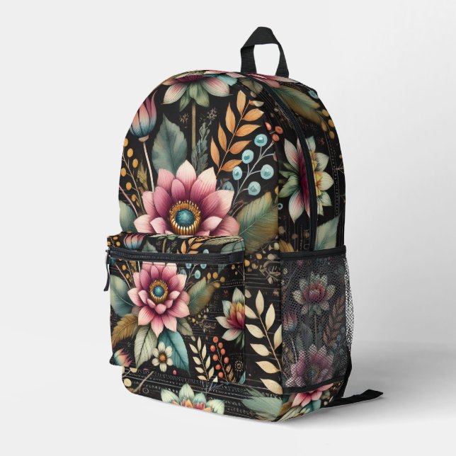 Blossomed Beauty Printed Backpack (Back Corner Right)