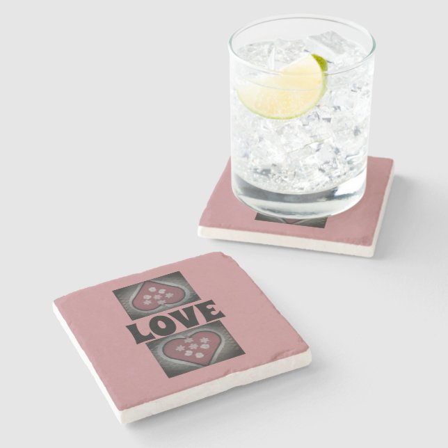 Blossomed Hearts Stone Coaster (Side)