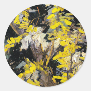 Blossoming Acacia Branches (1890) Vincent Van Gogh Classic Round Sticker