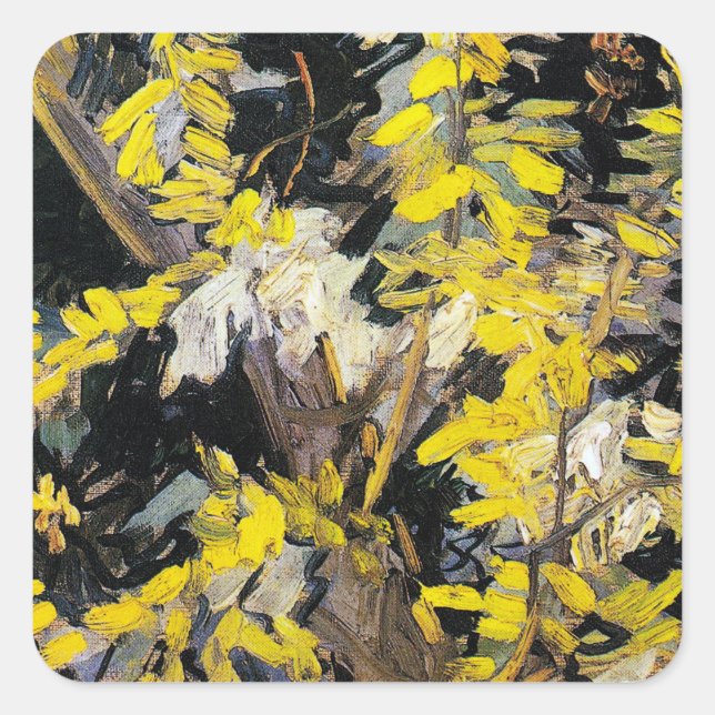 Blossoming Acacia Branches (1890) Vincent Van Gogh Square Sticker (Front)