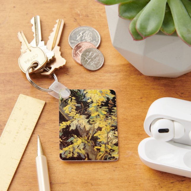 Blossoming Acacia Branches by Vincent van Gogh Key Ring (Desk)