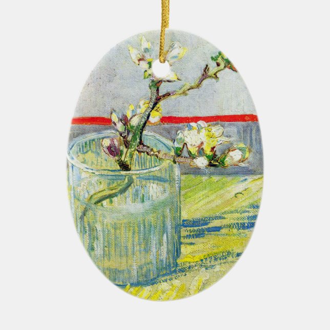 Blossoming Almond Branch by Vincent van Gogh Ceramic Tree Decoration (Front)