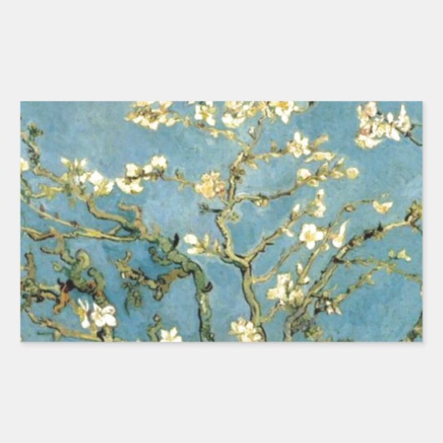 Blossoming Almond Tree by Van Gogh Rectangular Sticker (Front)