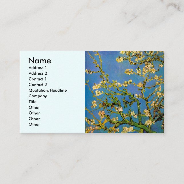 Blossoming Almond Tree by Vincent van Gogh Business Card (Front)