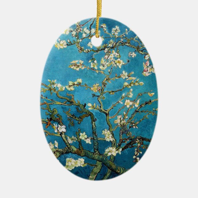 Blossoming Almond Tree by Vincent van Gogh. Ceramic Tree Decoration (Front)