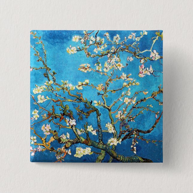 Blossoming Almond Tree Van Gogh Fine Art 15 Cm Square Badge (Front)