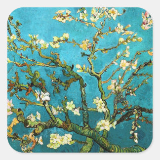 Blossoming Almond Tree Van Gogh Fine Art Square Sticker