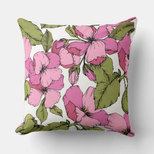 Blossoming Appe cute pattern of spring garden pink Cushion