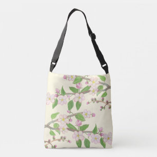 Blossoming Apple Tree Branch Illustration Crossbody Bag