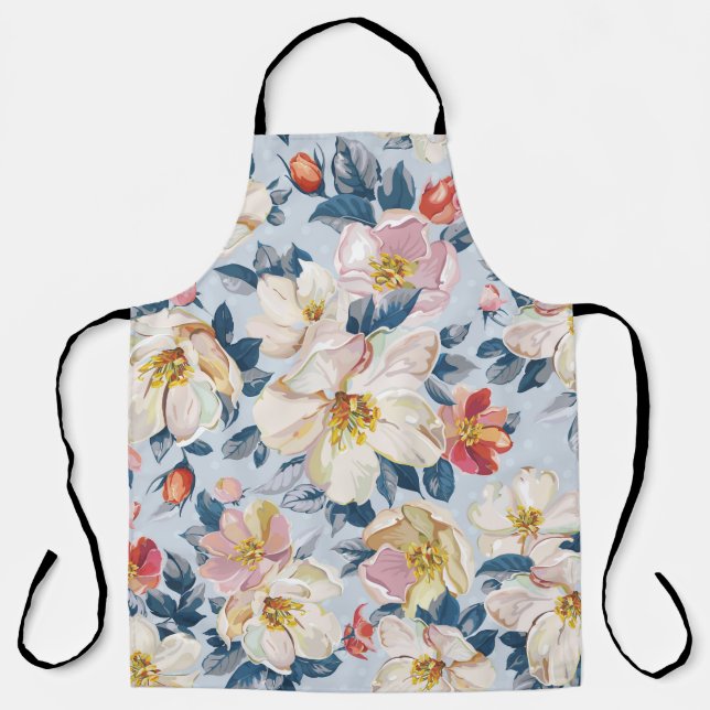 Blossoming apple tree, elegance pattern. apron (Front)
