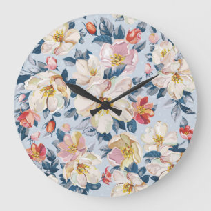Blossoming apple tree, elegance pattern. large clock