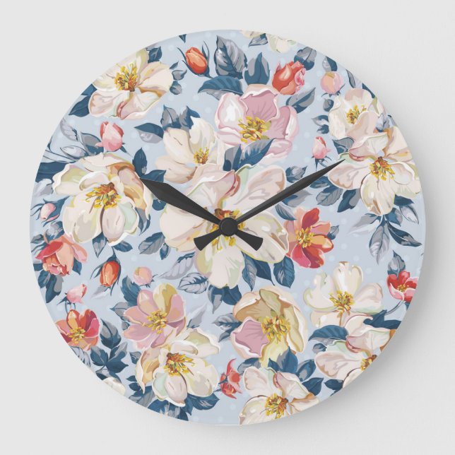 Blossoming apple tree, elegance pattern. large clock (Front)