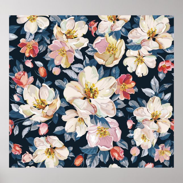 Blossoming Apple Tree Elegance Pattern Poster (Front)