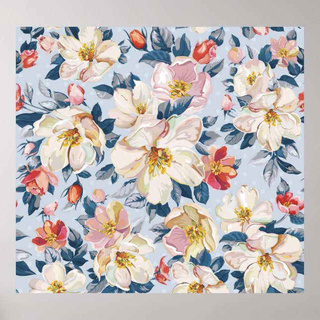 Blossoming apple tree, elegance pattern. poster (Front)