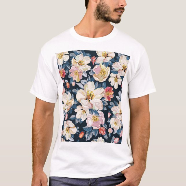 Blossoming Apple Tree Elegance Pattern T-Shirt (Front)