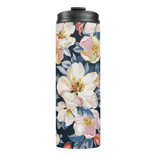 Blossoming Apple Tree Elegance Pattern Thermal Tumbler (Front)