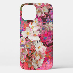 Blossoming apple tree, painting and mixed media ar iPhone 12 case
