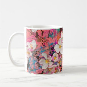 Blossoming apple tree, painting and mixed media ar coffee mug
