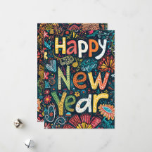 Blossoming Beginnings - A Hand-Drawn New Year's Gr