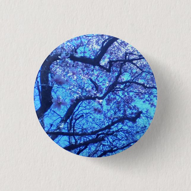 Blossoming Blue Branches 3 Cm Round Badge (Front)