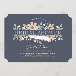 Blossoming Bridal Shower in Navy Invitation