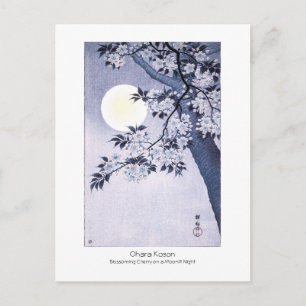 Blossoming Cherry Moonlit Night Ohara Koson +title Postcard