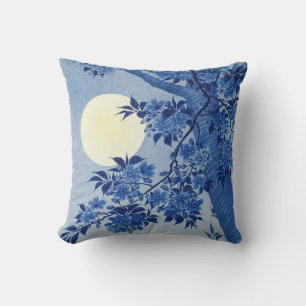 Blossoming Cherry on a Moonlit Night by Koson Cushion
