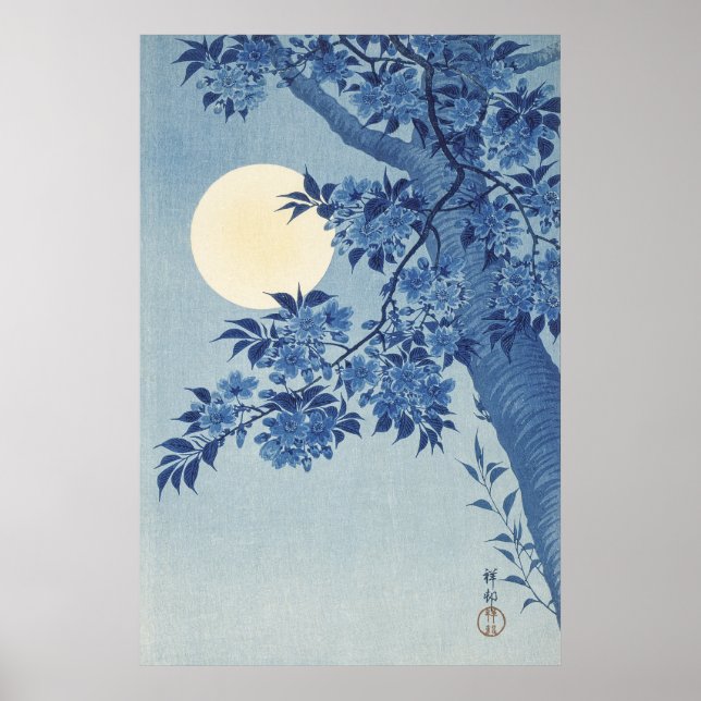 Blossoming Cherry on a Moonlit Night Poster (Front)