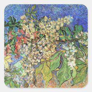 Blossoming Chestnut Branches by Vincent van Gogh Square Sticker