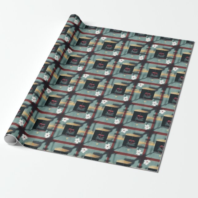 Blossoming Elegance Floral Wrapper Wrapping Paper (Unrolled)