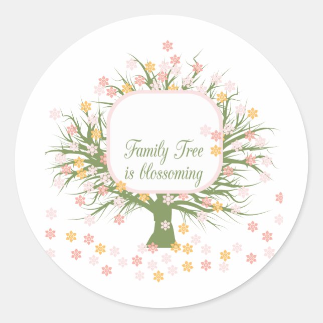 Blossoming Family Tree Classic Round Sticker (Front)
