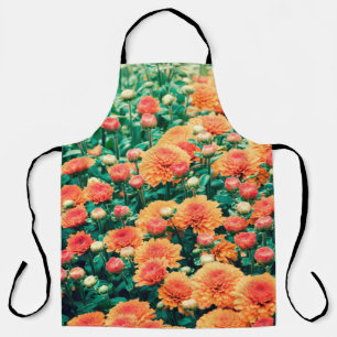 Blossoming flowers in a gardenautumn, background,  apron