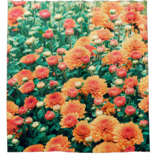 Blossoming flowers in a gardenautumn, background,  shower curtain
