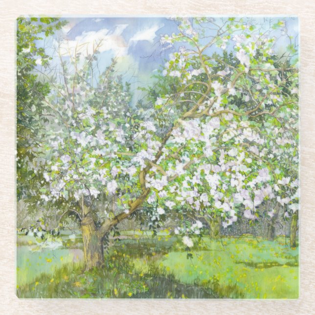 Blossoming garden glass coaster (Front)