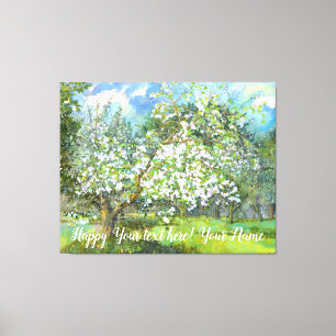 Blossoming garden painting watercolor canvas print