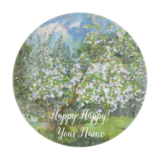 Blossoming garden  painting  watercolor  cutting board (Front)