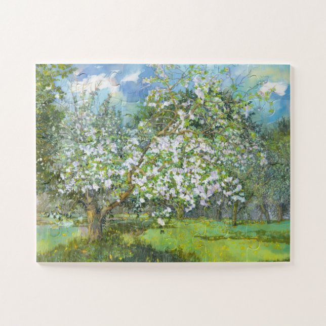 Blossoming garden  painting  watercolor jigsaw puzzle (Horizontal)