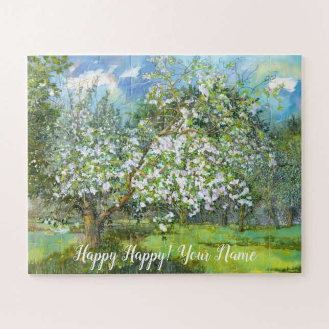 Blossoming garden  painting  watercolor  jigsaw puzzle (Horizontal)