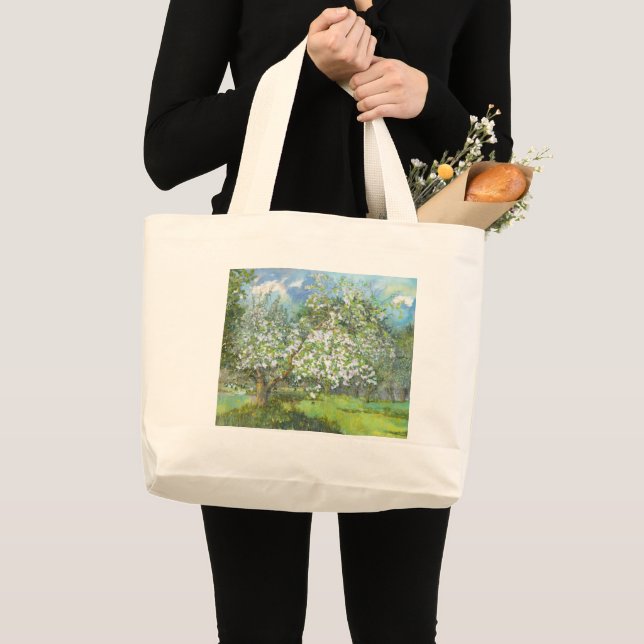 Blossoming garden  painting  watercolor large tote bag (Front (Product))