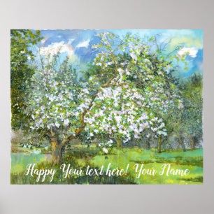 Blossoming garden  painting  watercolor  poster