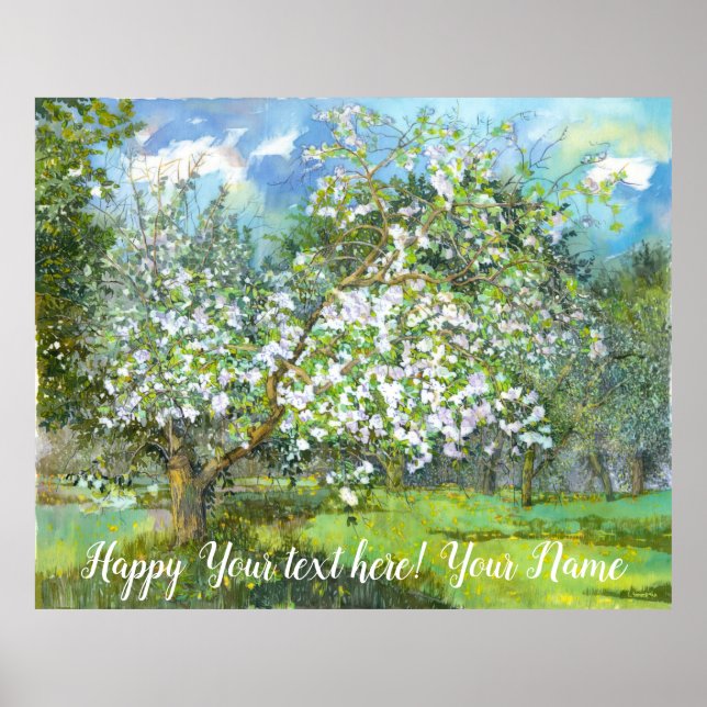 Blossoming garden  painting  watercolor  poster (Front)