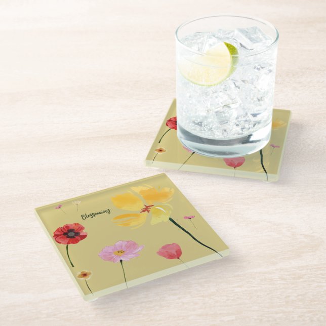 Blossoming Glass Coaster (Angled)
