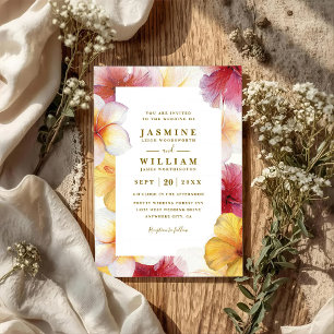 Blossoming Hearts Floral Modern QR Code Wedding Invitation