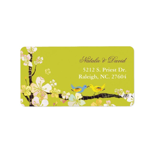 Blossoming Love Chartreuse Green Wedding Label (Front)