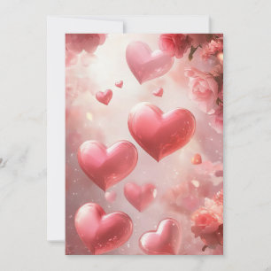 Blossoming Love: Pink Roses Heart Wedding Invitati Invitation