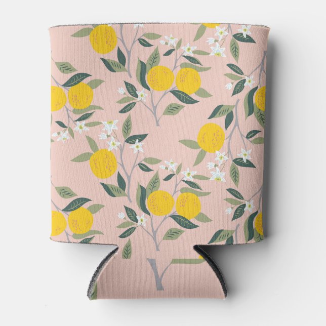 Blossoming Orange Branches: Vintage Pattern Can Cooler (Front)