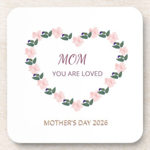 Blossoming Peony Heart Mum Message Coaster